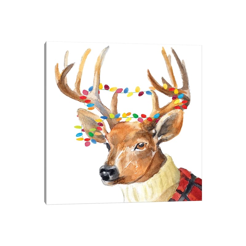 iCanvas "Christmas Lights Reindeer Sweater" by Lanie Loreth Canvas Print