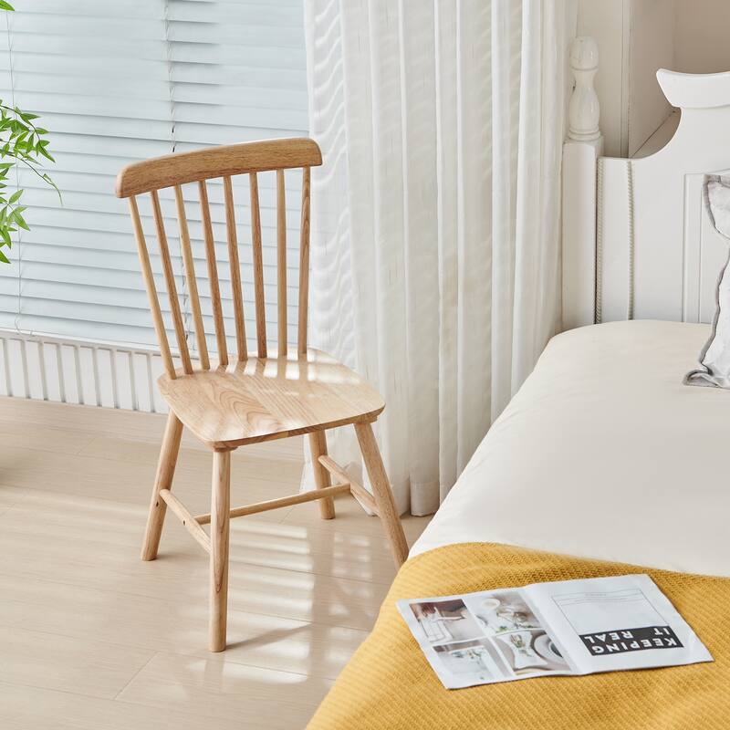 Modern Solid Wood Dining Chairs with Curved Backrests (Set of 4)