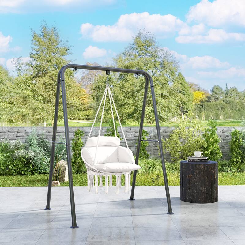 Hanging Swing Chair with Soft Cushion for Indoor Outdoor Use - 31.5" W x 23.6" D x 15.7" H