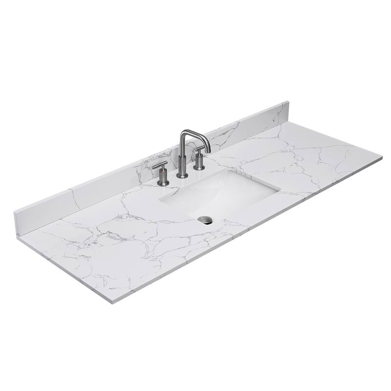 PROOX Bath Vanity Cultured Marble Counter Top Rectangle Porcelian Sink