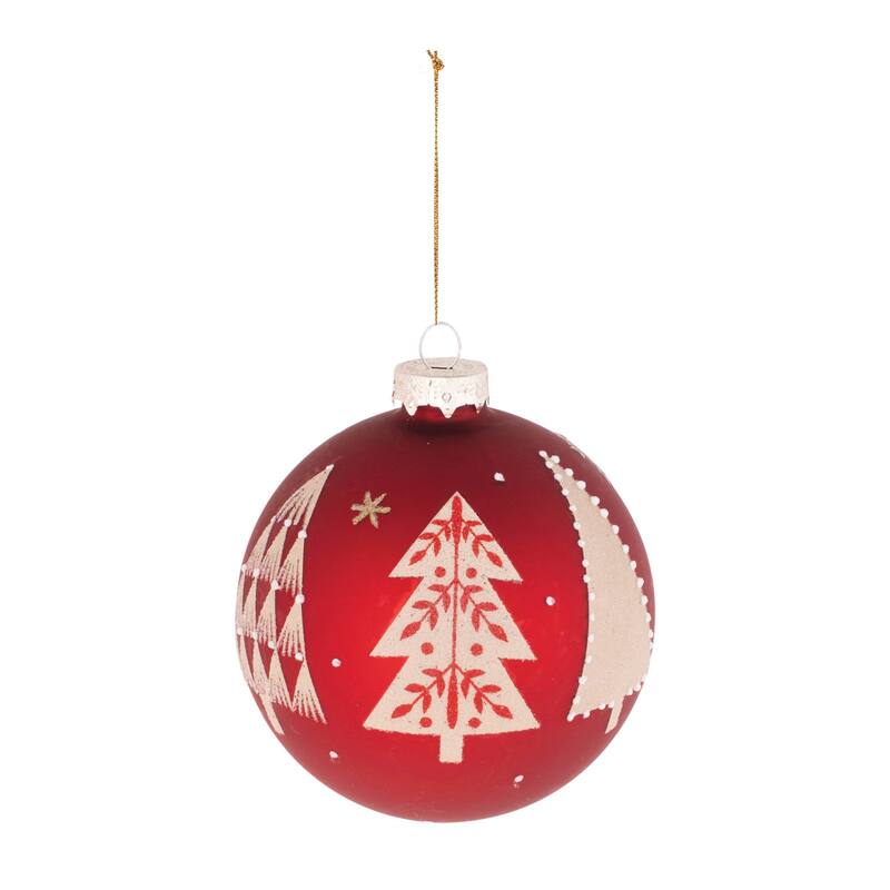 Beaded Pine Tree Ball Ornament (Set of 6) - N/A