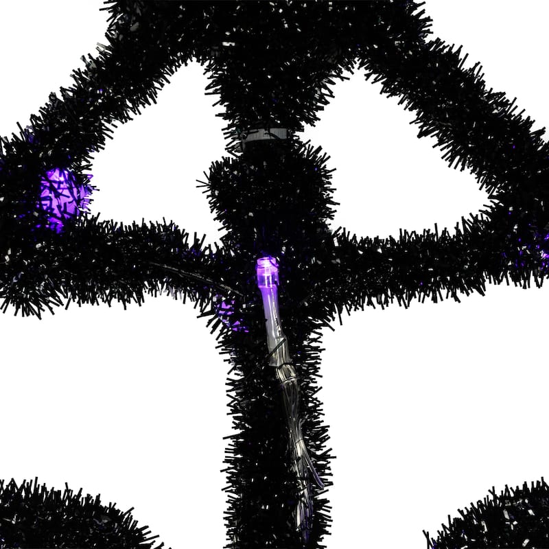 Lighted Spider and Web Halloween Decoration - 36" - Black - Purple LED Lights