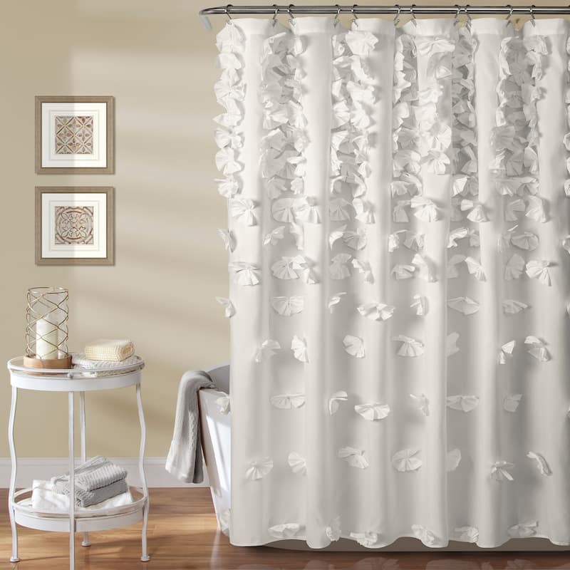 Silver Orchid Sterling Polyester Shower Curtain - White