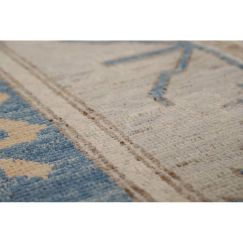 Vegetable Dye Orange Oushak Turkish Area Rug Hand-Knotted Wool Carpet - 5'7"x 7'11"