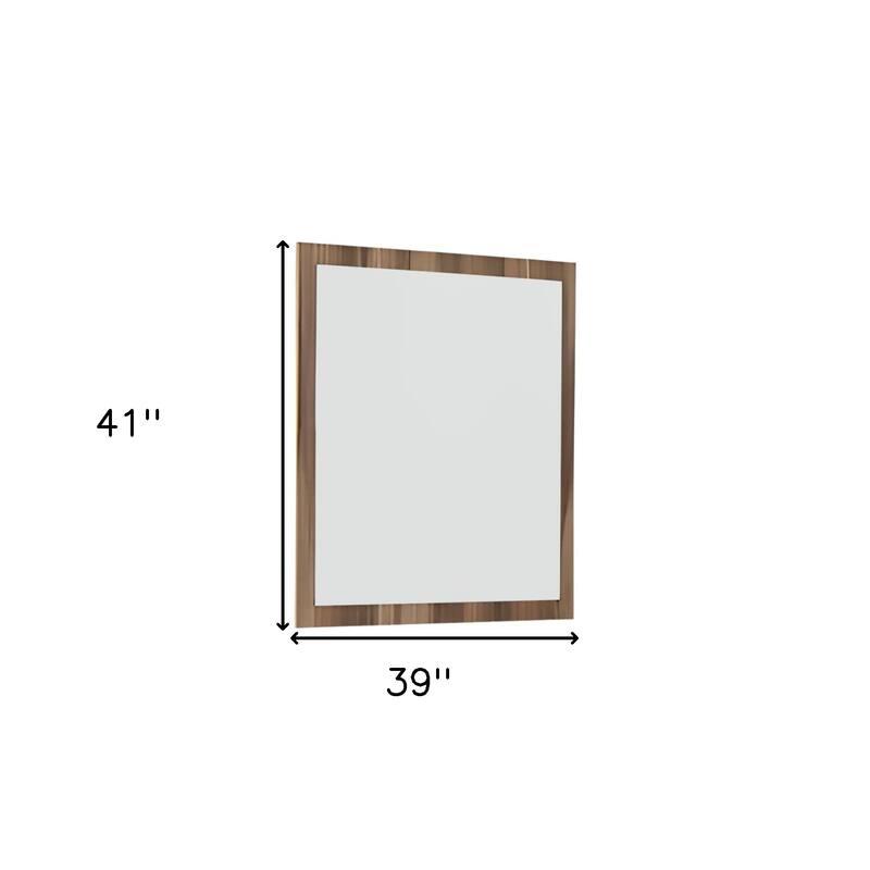 HomeRoots 41" Natural Wood Framed Accent Mirror - 39' X '41' X '1
