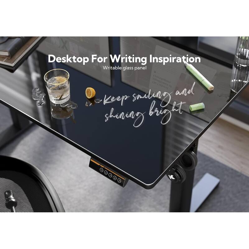 Electric Glass Standing Desk Adjustable Height Computer Desk Stand Up Desk
