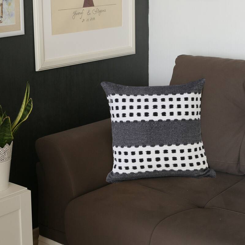 Sevita Industrial Woven Dash Grid Striped Throw Pillow