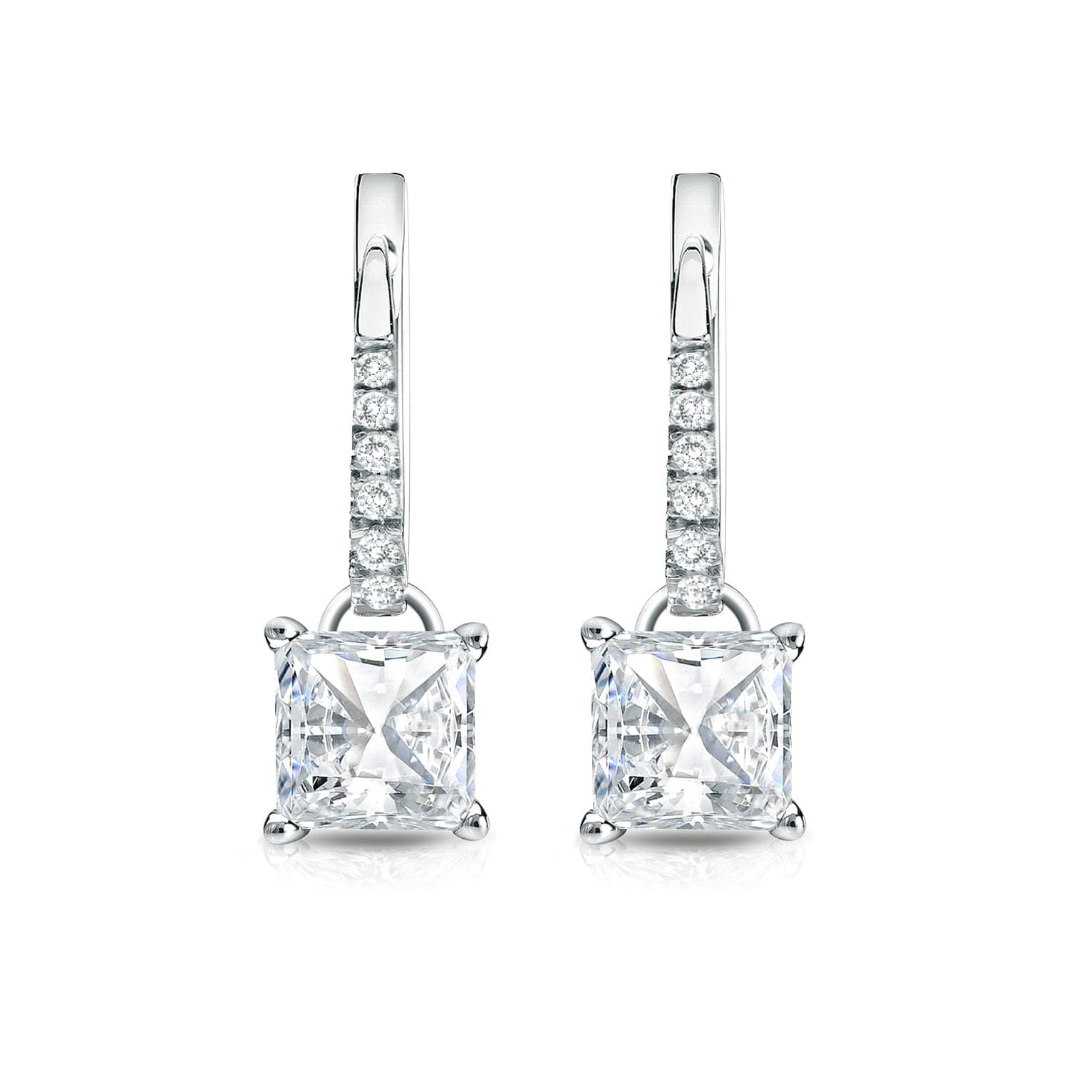 Auriya 14k Gold 3/4ct TDW Princess Cut Diamond Dangle Earrings by Auriya (H-I, SI1-SI2)