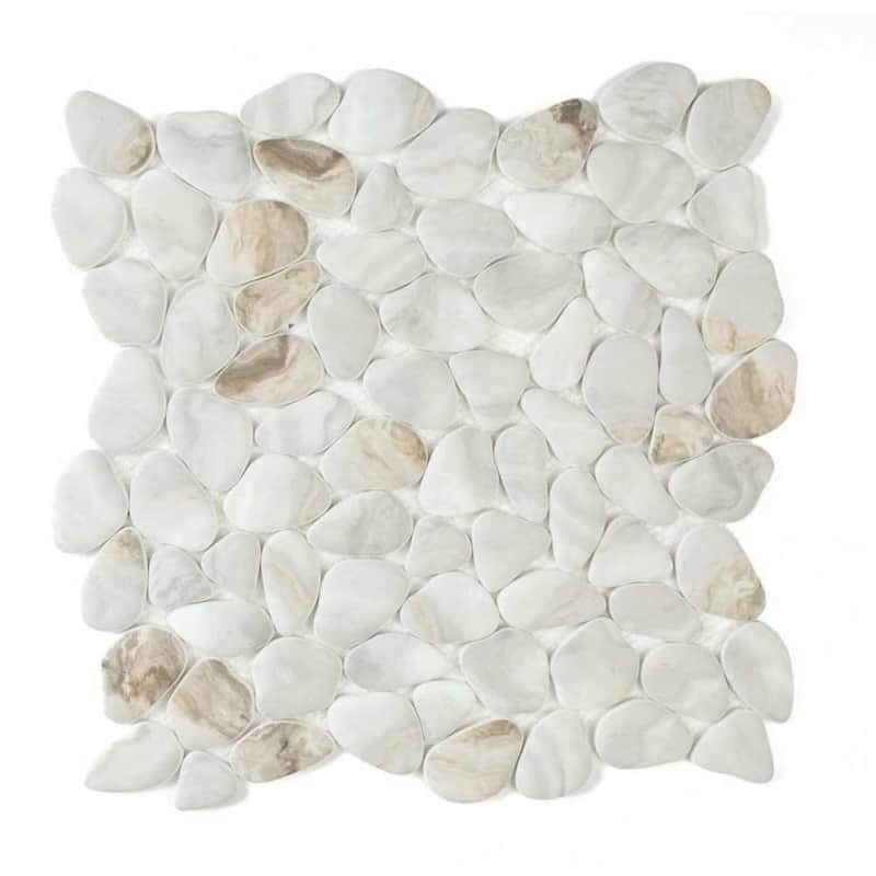 Huron Rock 12x12 Matte Glass Pebble Mosaic Tile - Floor, Wall, Backsplash