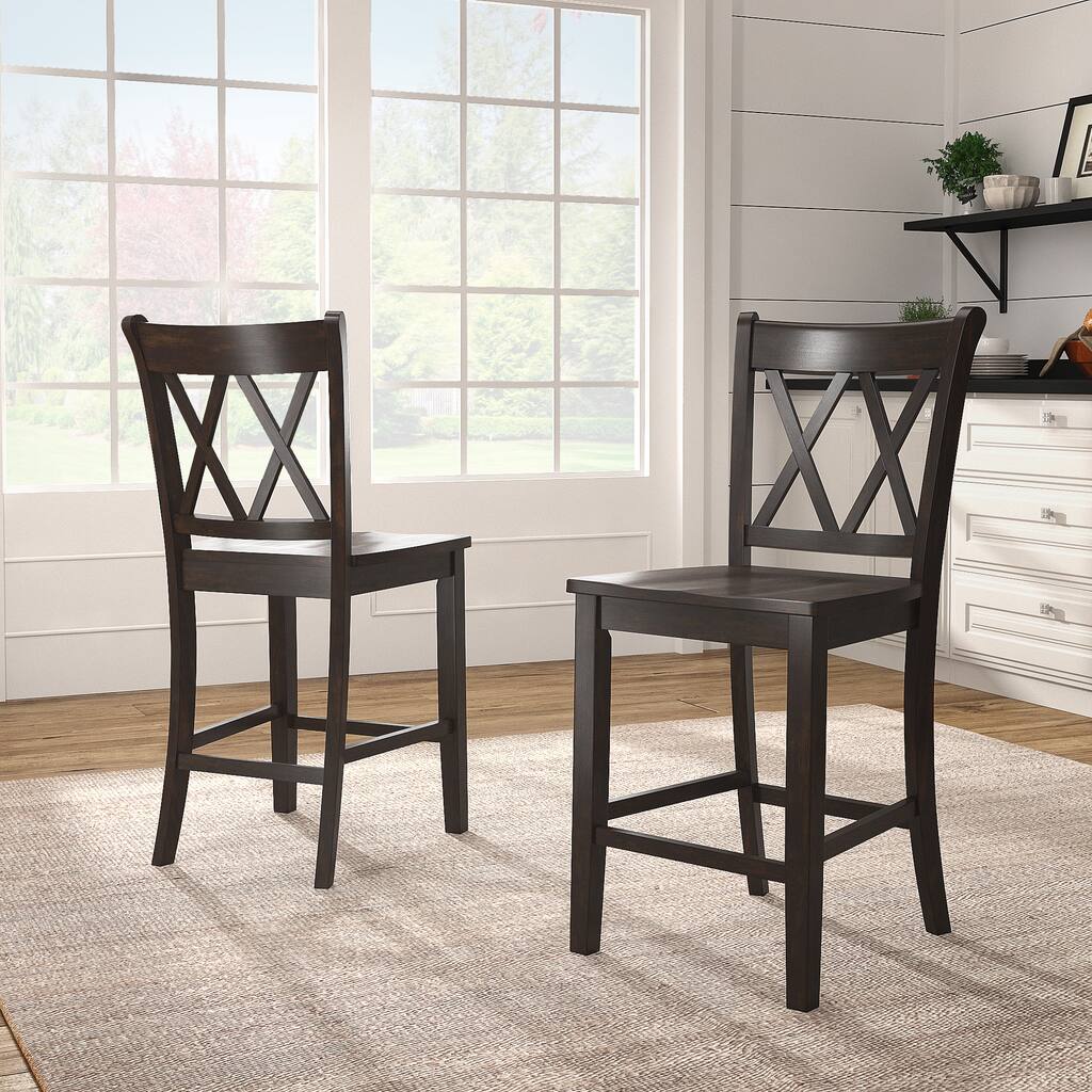 Ronda Double X-Back Counter Height Chairs (Set of 2) - Overstock - 40266128