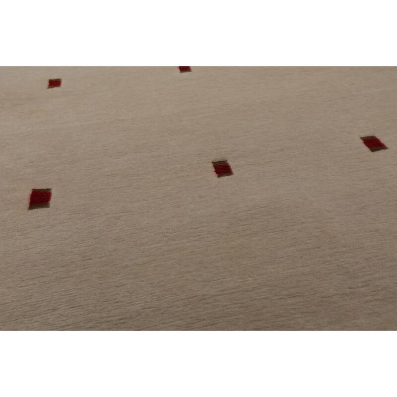 Tibetan Modern & Contemporary 4x5'9'' Hand Knotted Wool & Silk Beige Rug - 4' x 5' 9''