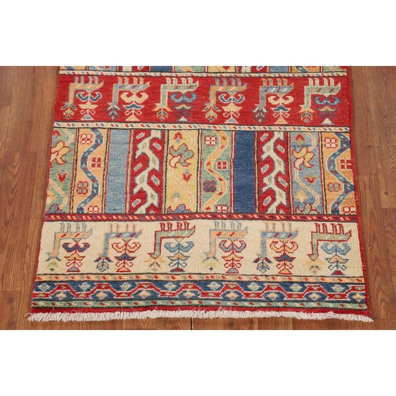 Tribal Kazak Oriental Accent Rug Hand-Knotted Wool Carpet - 2'9" x 4'1"