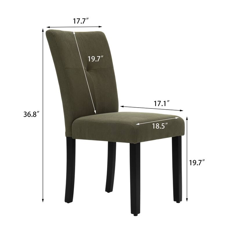 Set of 2 Fabric Upholstered Simple and Modern Design Tufted Back Dining Side Chair