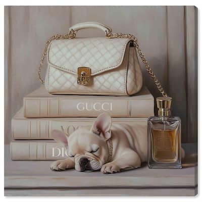 Ivory Books and Frenchie Canvas by Art Remedy, Gallery Wrapped