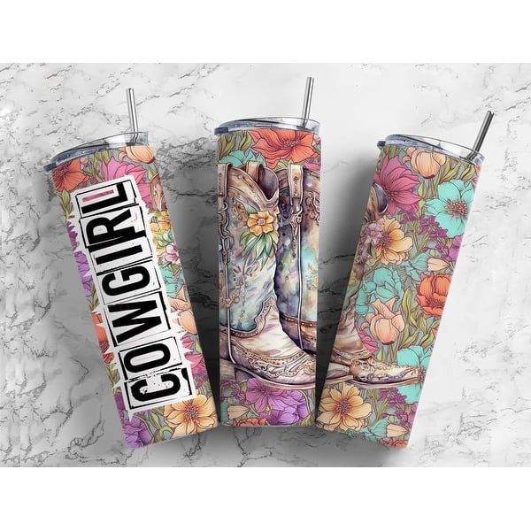 Cowgirl Boots Country Western 20 Oz Skinny Metal Tumbler w/Lid and ...