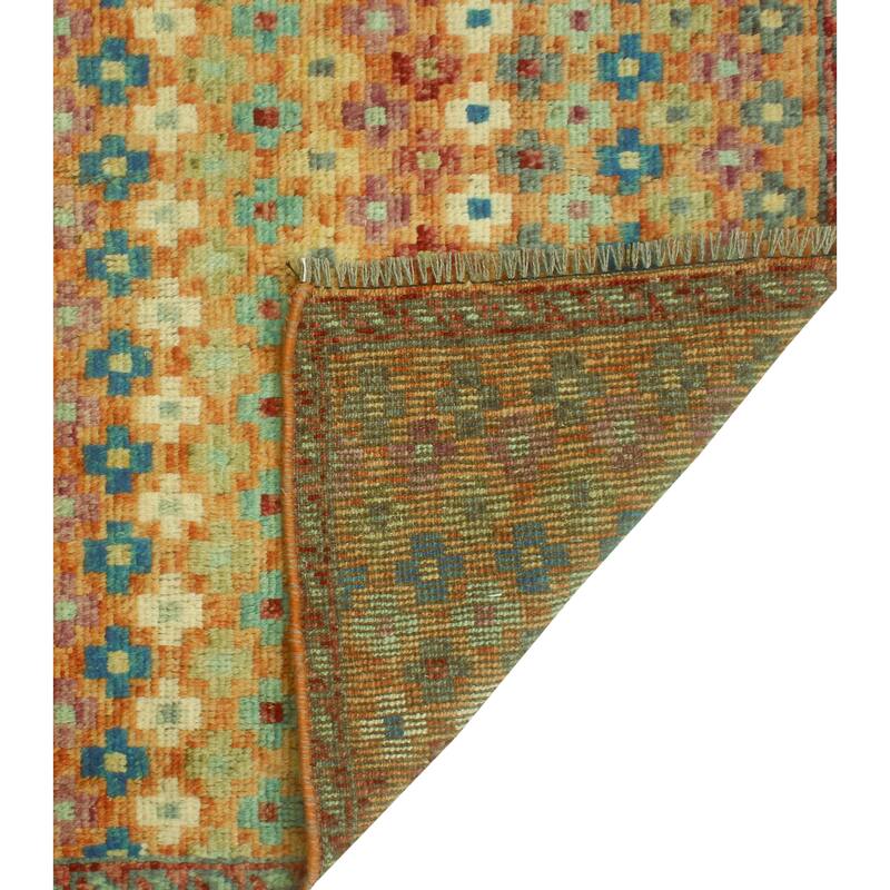 Balochi Tabia Orange/Blue Rug - 5'0" x 6'7"