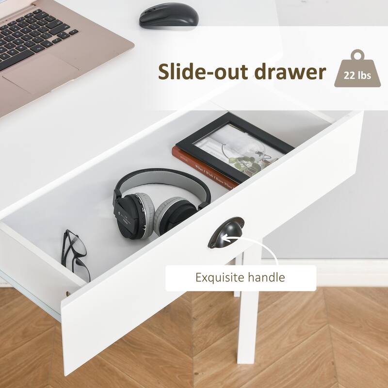 Triangle-Shaped Corner Desk with Drawer and Shelves ,Small Space Computer Desk for Living Room or Bedroom