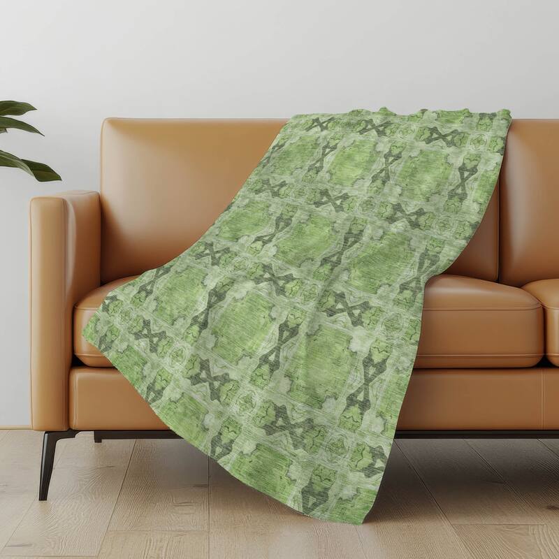 Premium Machine Washable Boho Moroccan Sherpa Throw Blanket