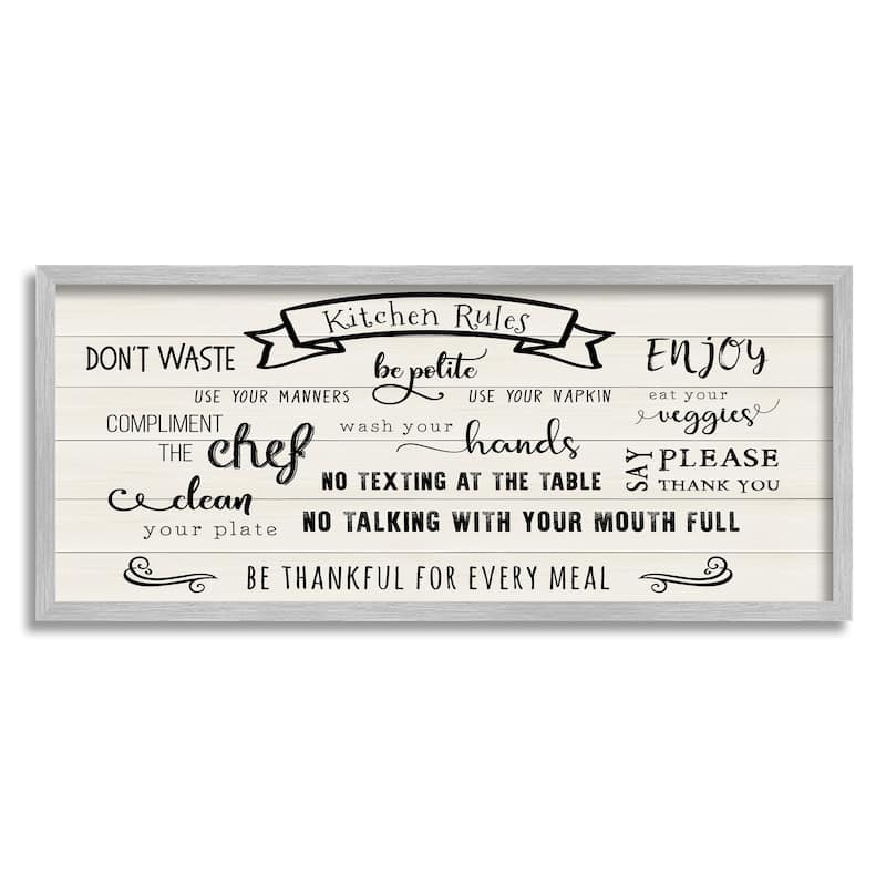 Stupell Kitchen Rules List Family Happiness Motivational Phrases Framed Wall Art