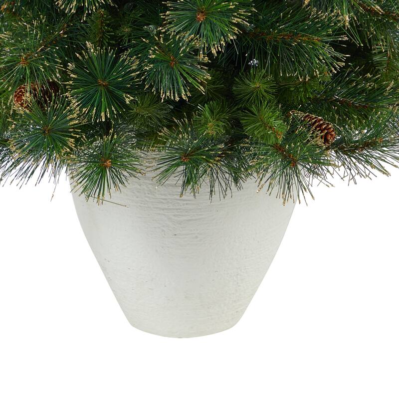 50" Artificial Christmas Tree with 100 Lightsin White Planter