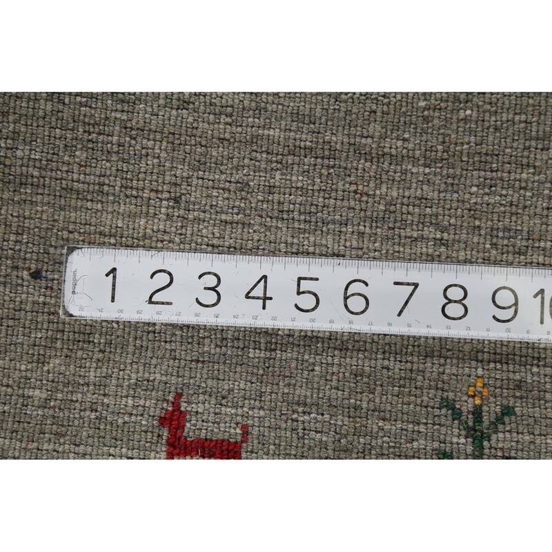 Grays & Green Striped Gabbeh Indian Rug Hand-Knotted Wool Carpet - 2'7"x 4'9"