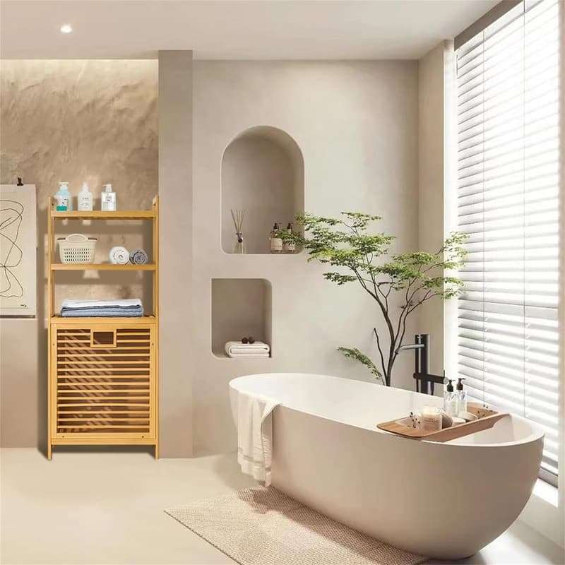 Laundry Hamper with 2 Tier Shelves