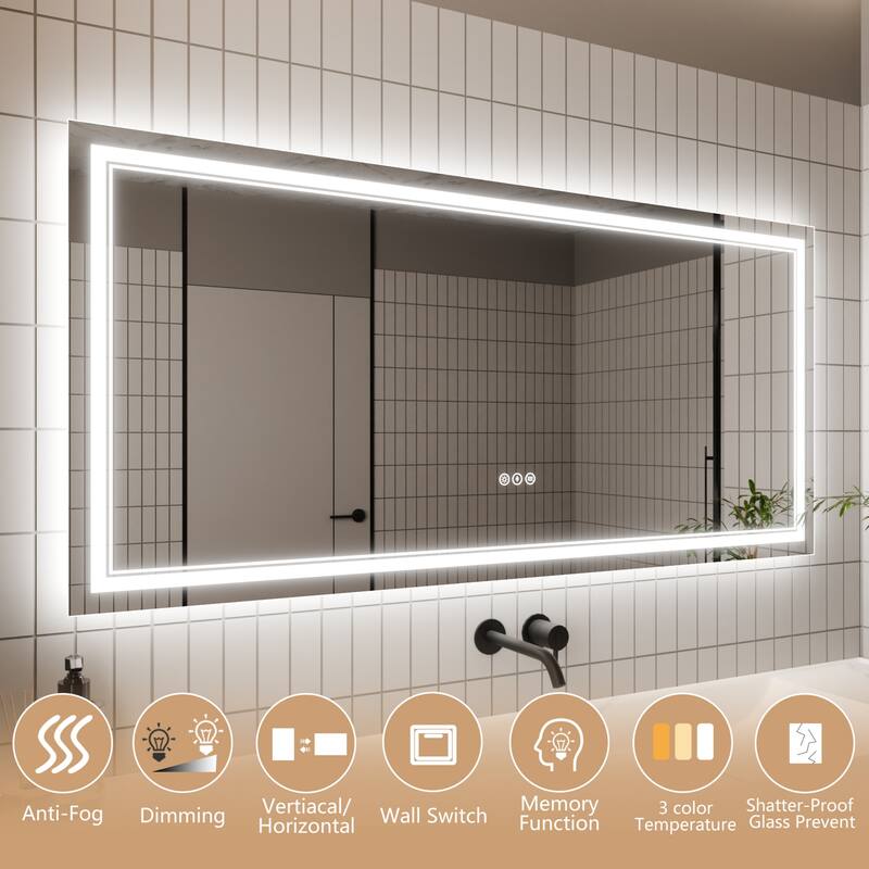 Modland Small Size LED Bathroom Mirror Back & Front Lighted Anti-Fog