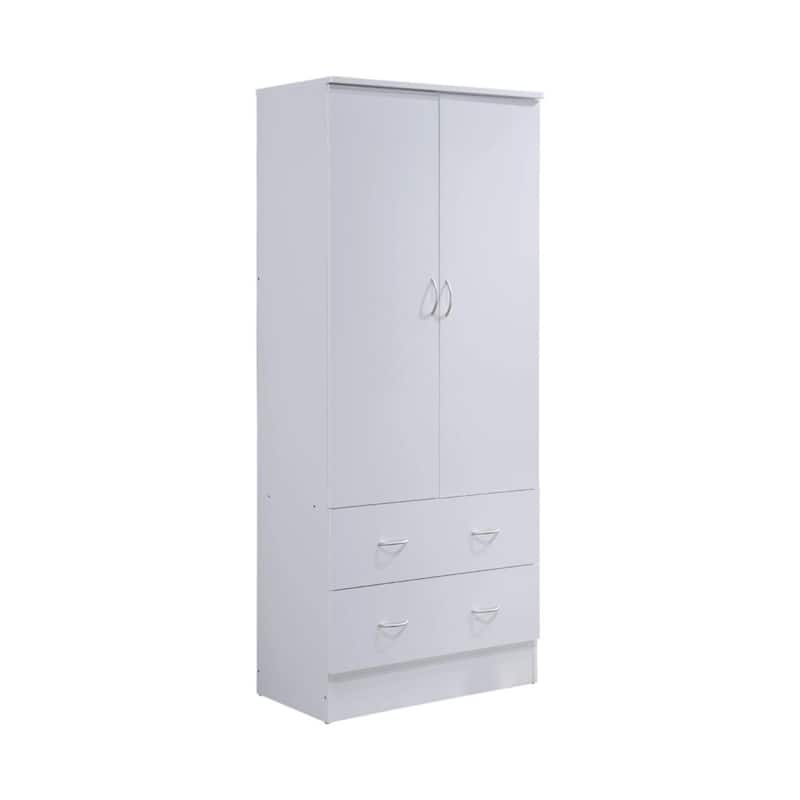 71.5" White Armoire with Drawers and Clothing Rod