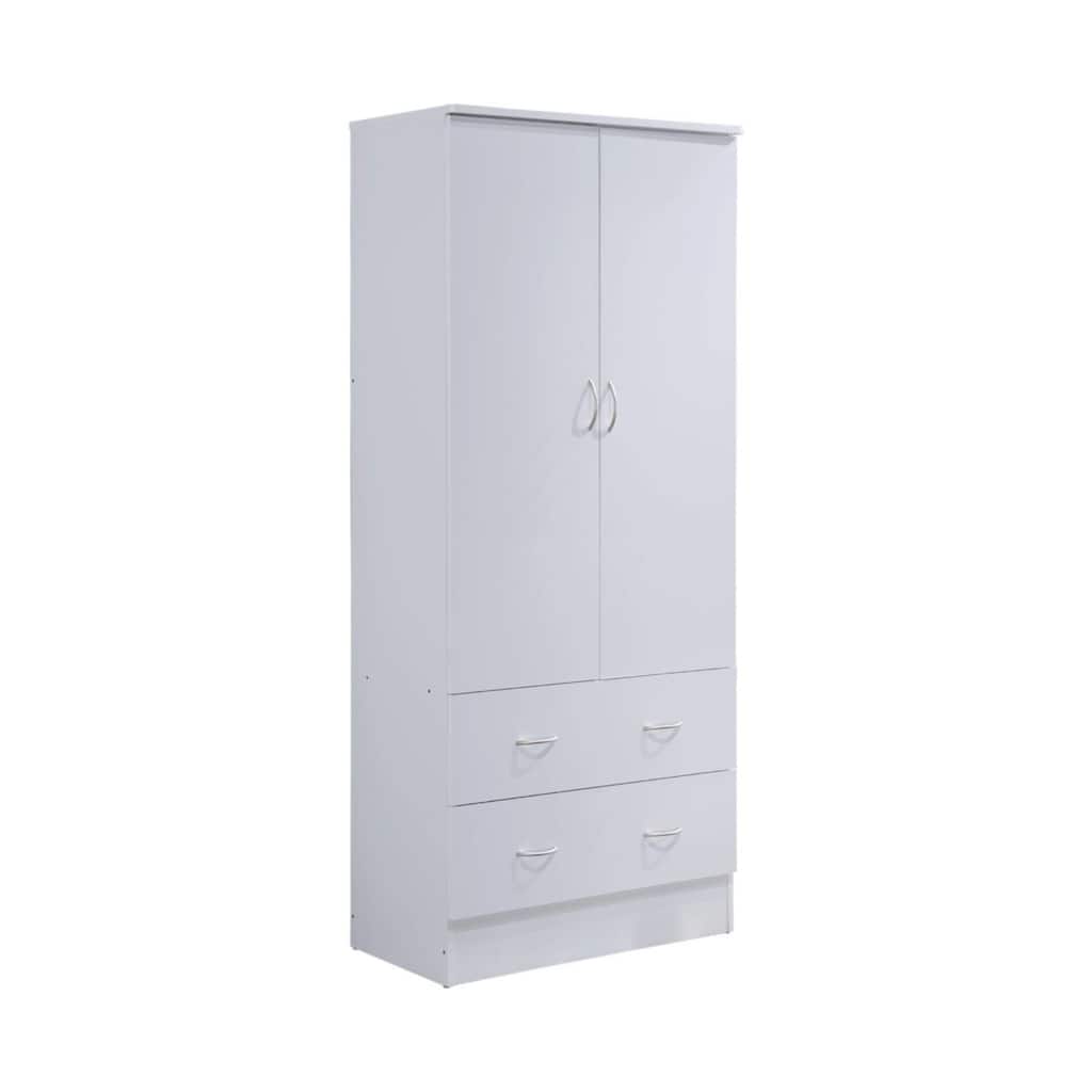 71.5" White Armoire with Drawers and Clothing Rod