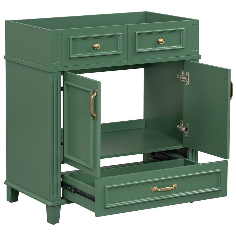 Stylish Retro Bathroom Vanity with Unique Groove Pattern, Durable MDF & Wood Construction - 29.37in L