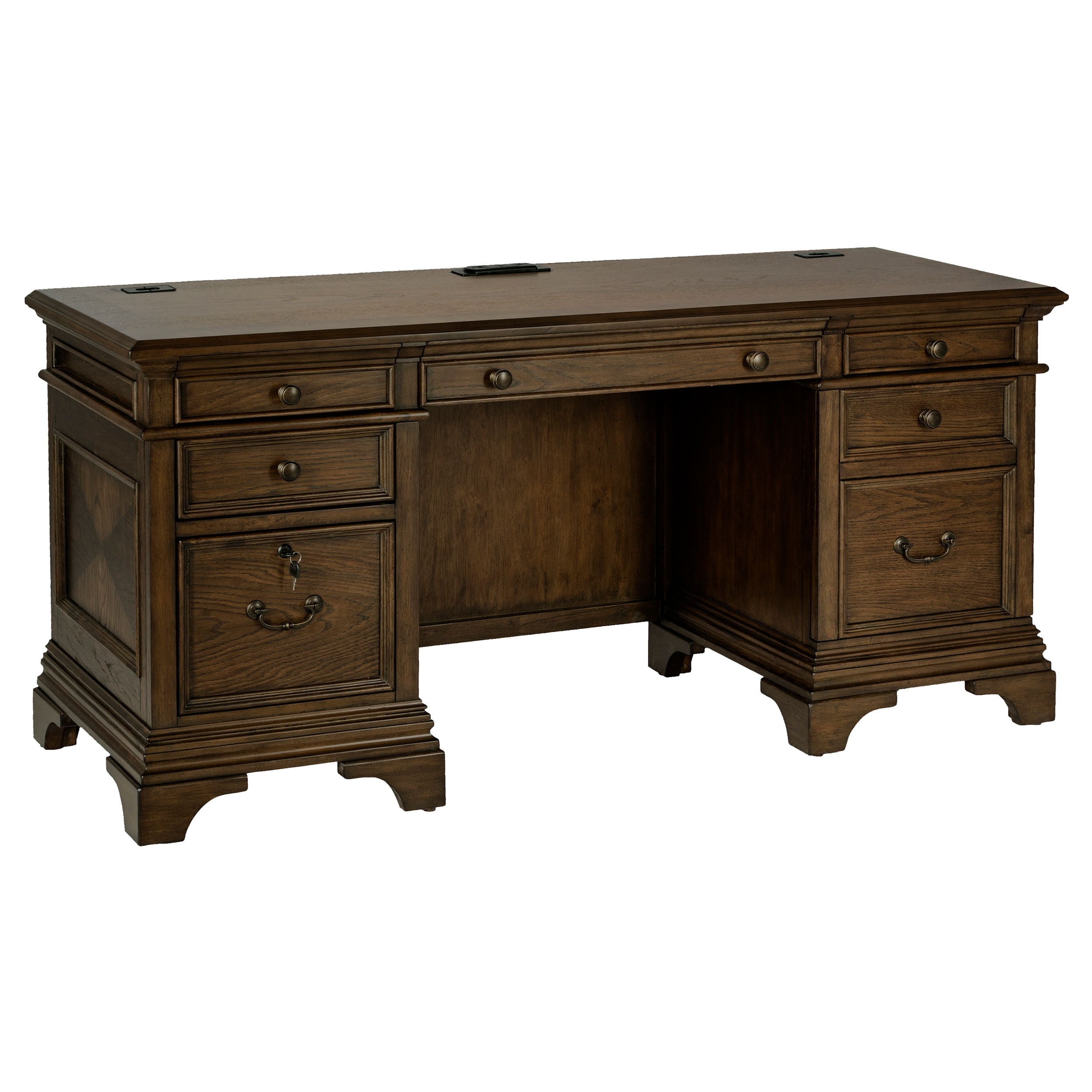 GDFStudio - Stigham Credenza Office Desk with 5 Drawers, Spacious Work Surface, Classic Rectangular Design