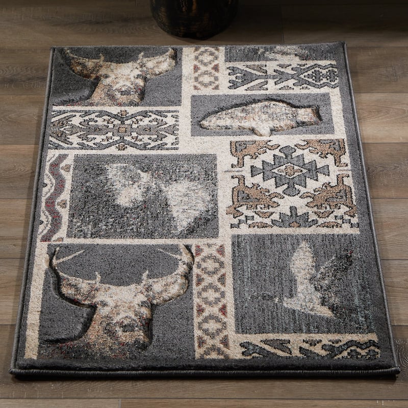 Wild Life Collection Cream/Dark Grey Area Rug
