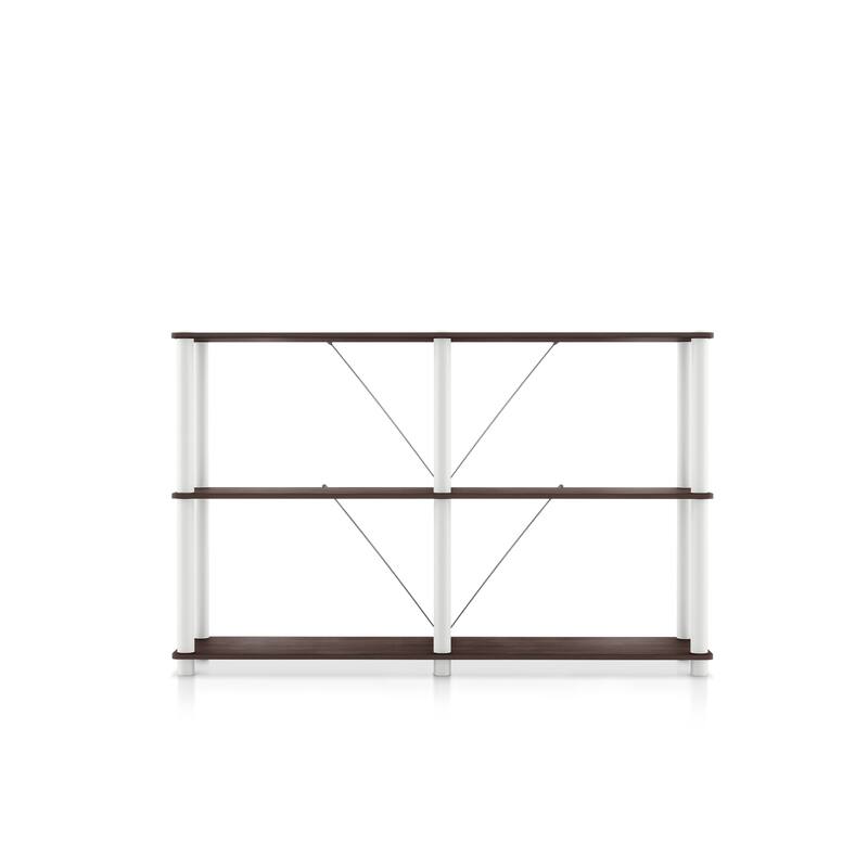 DH BASIC Modern Wood Shelving Unit with storage - Tier Shelves, Cube Ladder Shelf by Denhour
