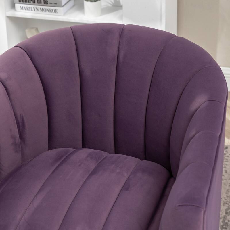 SEYNAR Modern Glam Velvet Upholstered Round 360 Degree Swivel Accent Barrel Chair Set of 2