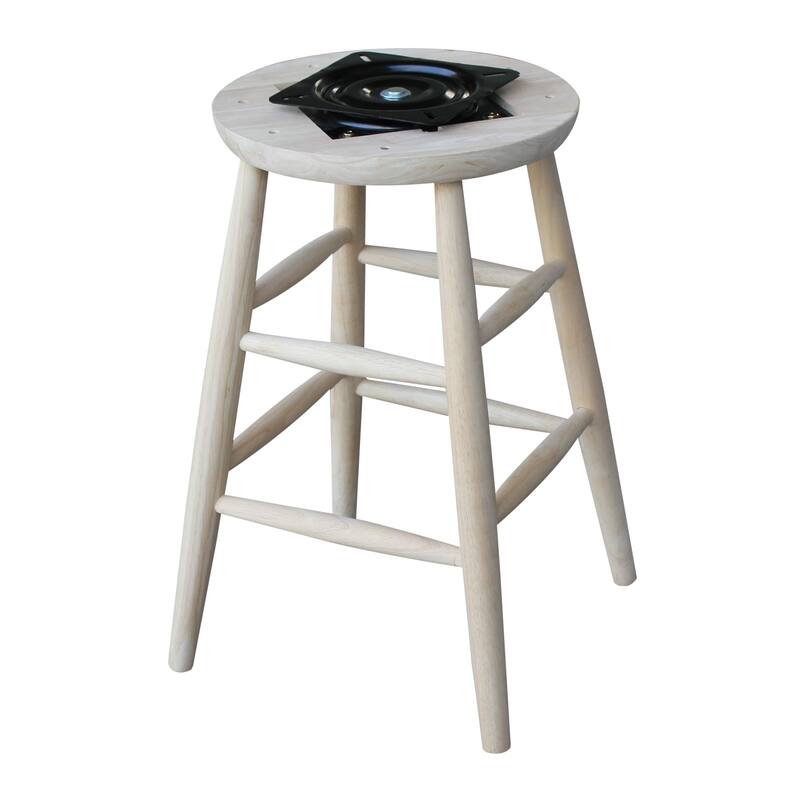 Unfinished Solid Wood Swivel Bar Stool