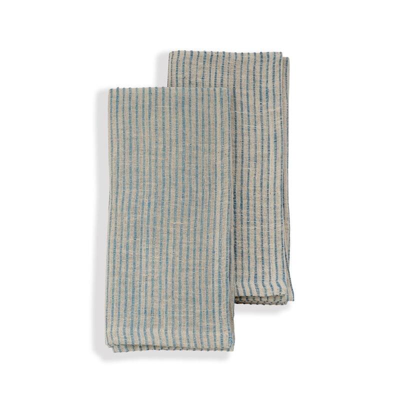 ON TRACK Napkins - Handmade Organic Cotton, Fair Trade, Eco-Dyed -  Set of 2, 20"x20" by Sustainable Threads|Blue