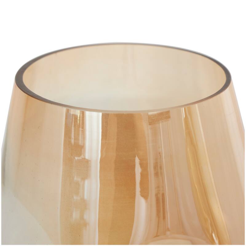 Gold Glass Concaved Iridescent Decorative Vase (Set of 2)