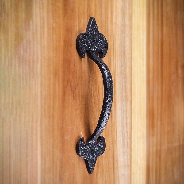 2 Door or Drawer Pull Black Wrought Iron Fleur de Lis 4"Renovator's Supply 