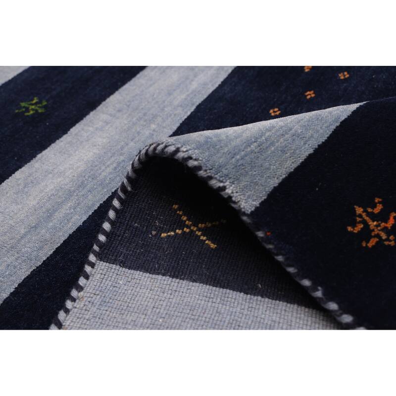ECARPETGALLERY Hand Loomed Kashkuli Gabbeh Dark Navy, Grey Wool Rug - 6'9 x 9'9