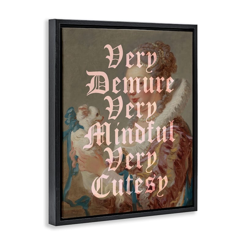 Stupell Vintage Demure & Mindful Framed Floater Canvas Wall Art Design By Lil' Rue