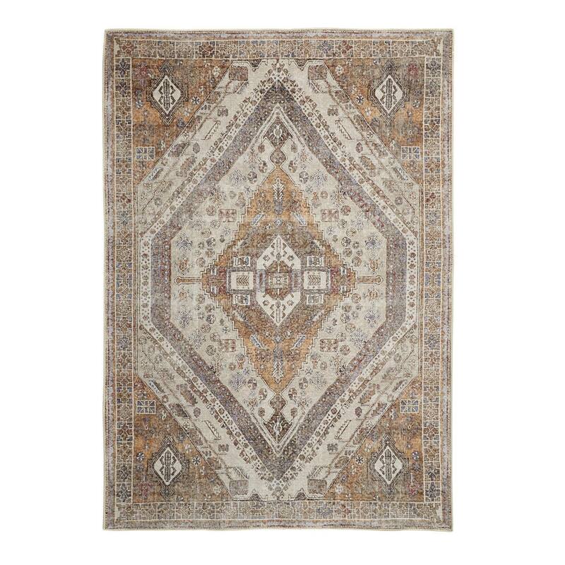 Sijax Distressed Woven Durable Area Rug By HomeRoots - 5' x 8' - Lavender/Ivory