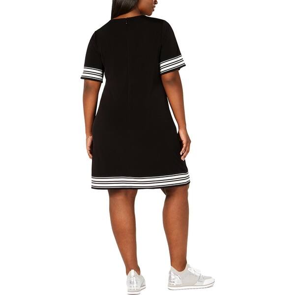 Michael Michael Kors Womens Plus T Shirt Dress Mini Striped Black Overstock 31772371 Soho small metallic sequined quilted shoulder bag. michael michael kors womens plus t shirt dress mini striped black