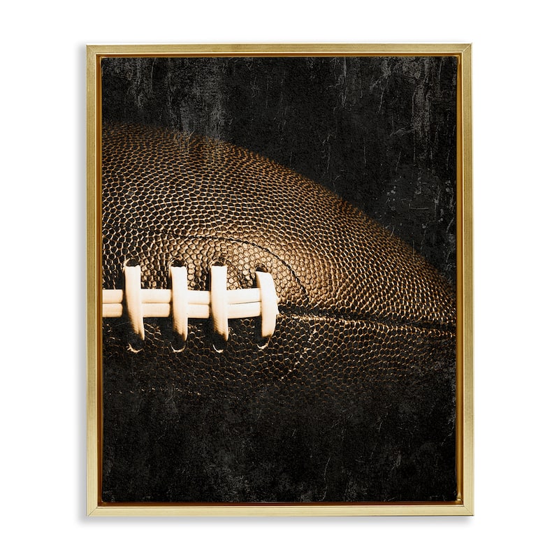 Stupell Rustic Football Close Up Framed Floater Canvas Wall Art Design By Kim Allen - 25 x 31 - Gold