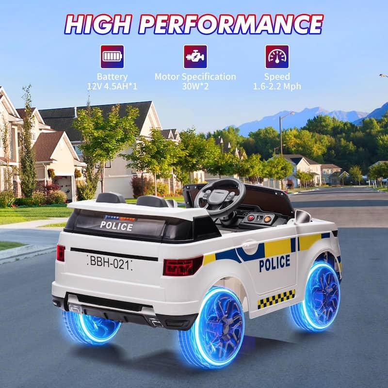 Kids Electric Police Car with Alarm & Megaphone