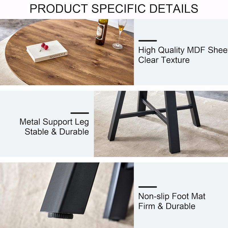 42" Round Dining Table - Metal Legs, Multi-Use