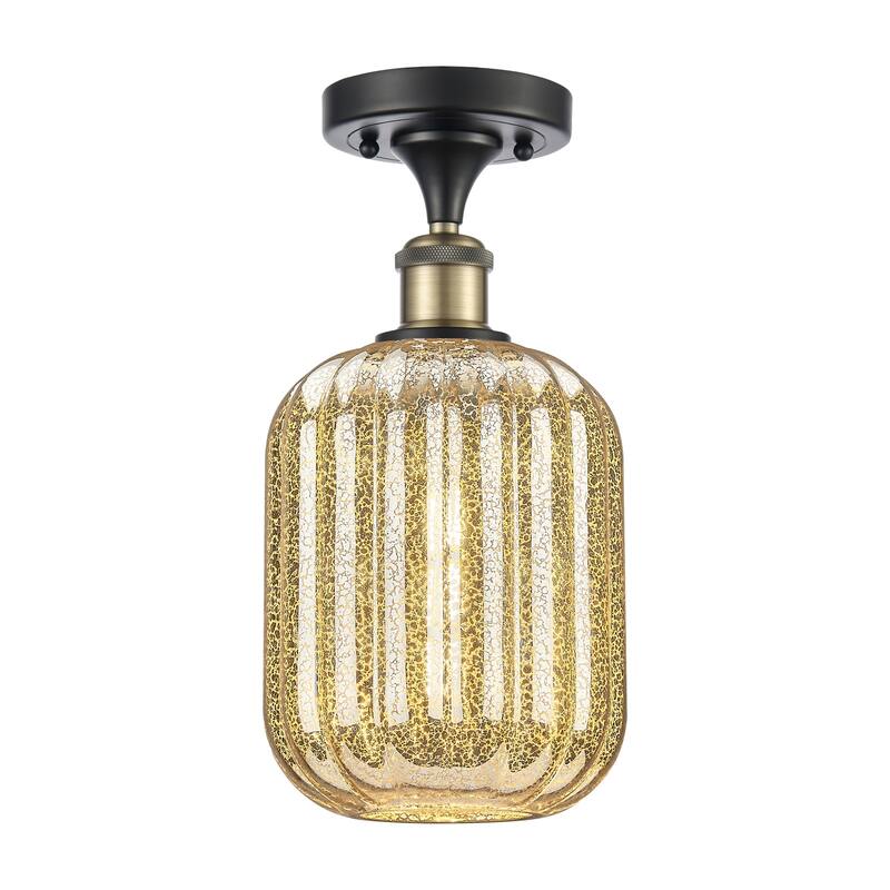 Innovations Lighting 516-1C-13-7 Preston Semi-Flush Preston 7" Wide - Black Antique Brass / Mercury