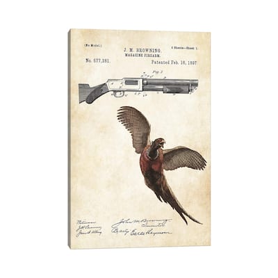 iCanvas "Pheasant Hunting Art" by Patent77 Canvas Print