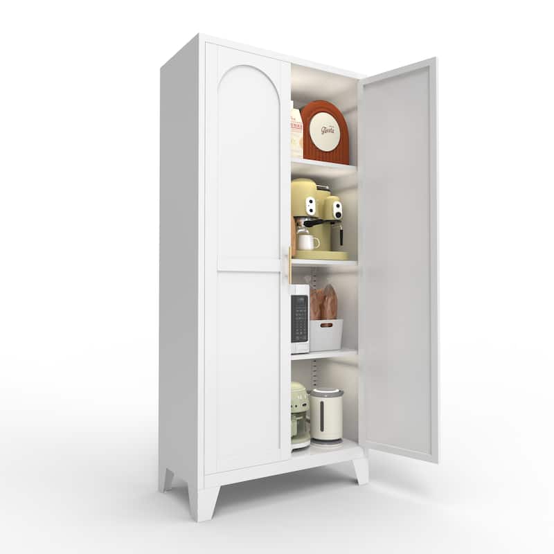 61'' 2 Shapely Doors Cabinet, Metal Storage Cabinet with Doors and Adjustable Shelves