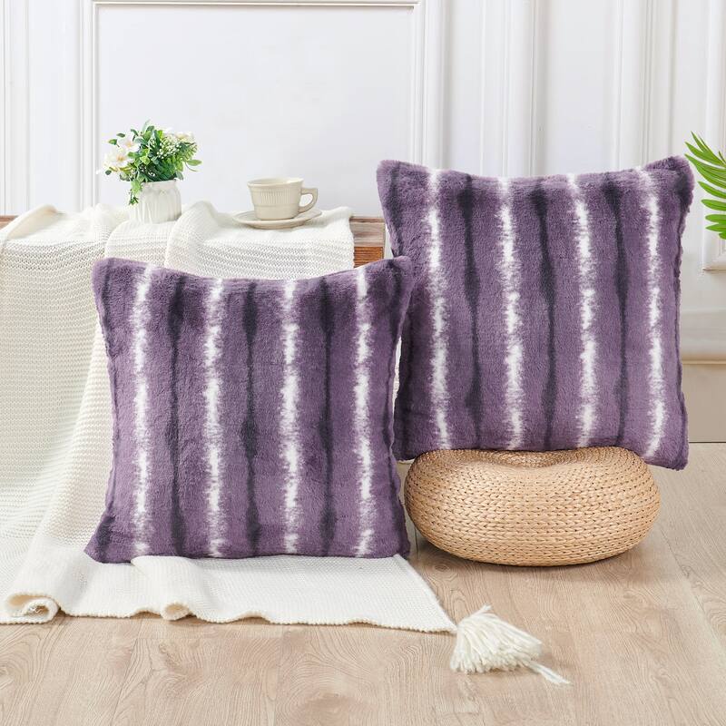 Amanda Stripe fauxfur Throw Pillow Covers Set of 2, NO INSERT - Cacuso