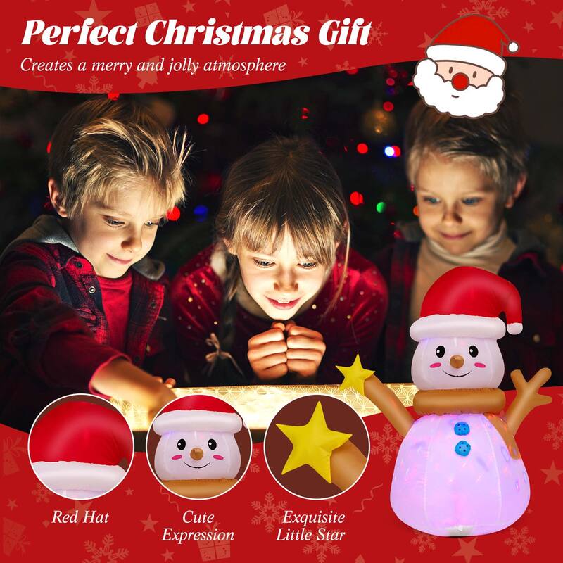 Costway 4 FT Inflatable Christmas Snowman Blow-up Decoration with 360° - See Details